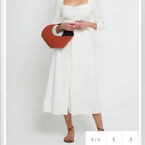 White linen midi dress